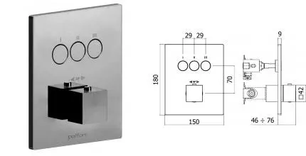 Внешняя часть смесителя «Paffoni» Compact Box CPT519ST сталь