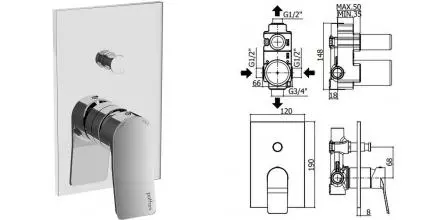 Смеситель для душа «Paffoni» Tilt TI015CR хром