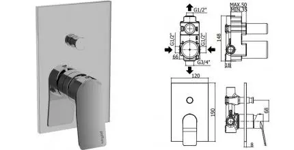 Смеситель для душа «Paffoni» Tilt TI015ST/M сталь