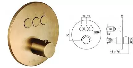 Внешняя часть смесителя «Paffoni» Compact Box CPM019HGSP медовое золото брашированное