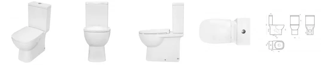 Унитаз компакт «Sanita Luxe» Quadro Slim WC.CC/Quadro/2-SlimDM/WHT.G/S1 белый с сиденьем дюропласт с микролифтом белое