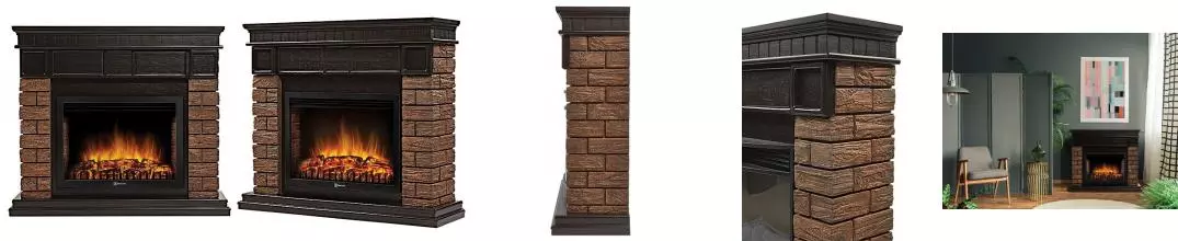 Портал «Firelight» Bricks Wood 25 камень темный/ венге