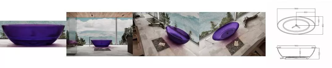 Ванна из полиэфирной смолы «Abber» Kristall AT9702 180/85 фиолетовая