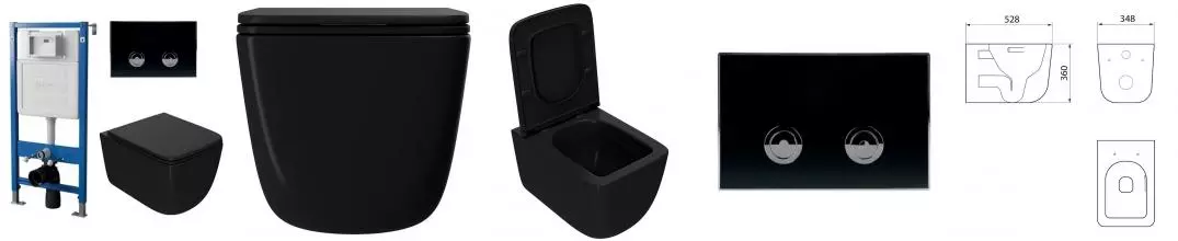 Комплект инсталляция с унитазом, крышкой и кнопкой смыва «Point» PN48176BC (инсталляция пневматическая PN45121/клавиша Венера/унитаз Меркурий) безободковый черный матовый Комплект инсталляция с унитазом, крышкой и кнопкой смыва «Point» PN48176BC (инсталляция пневматическая PN45121/клавиша Венера/унитаз Меркурий) безободковый черный матовый