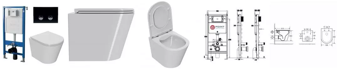 Комплект инсталляция с унитазом, крышкой и кнопкой смыва «Point» PN48182BC (инсталляция пневматическая PN45121/клавиша Венера/унитаз Виктория) безободковый белый Комплект инсталляция с унитазом, крышкой и кнопкой смыва «Point» PN48182BC (инсталляция пневматическая PN45121/клавиша Венера/унитаз Виктория) безободковый белый
