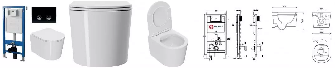 Комплект инсталляция с унитазом, крышкой и кнопкой смыва «Point»  PN48184BC (инсталляция пневматическая PN45121/клавиша Венера/унитаз Веста PN41701) безободковый белый Комплект инсталляция с унитазом, крышкой и кнопкой смыва «Point»  PN48184BC (инсталляция пневматическая PN45121/клавиша Венера/унитаз Веста PN41701) безободковый белый