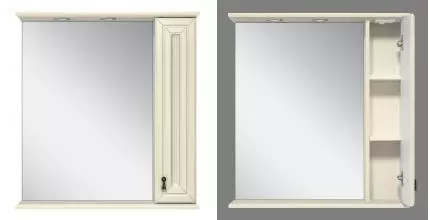 Зеркальный шкаф «Misty» Лувр 65 с подсветкой слоновая кость правый