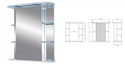 Зеркальный шкаф «Misty» Магнолия 65 с подсветкой белый правый