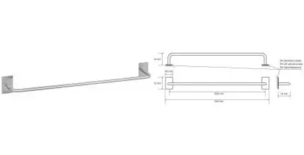 Полотенцедержатель «Bemeta» Easy 163104045 на стену матовый хром