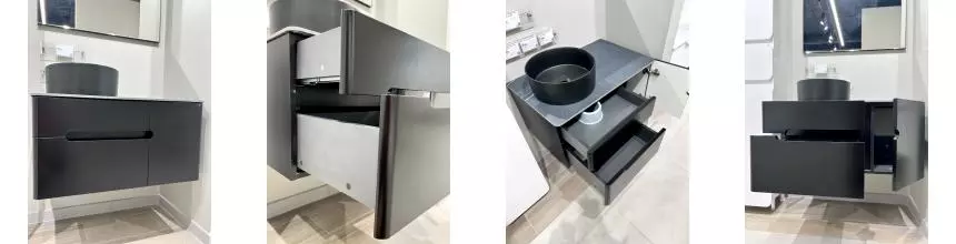 Тумба с раковиной «Misty» Роял 80 (MLN-320357MB) подвесная чёрная левая Тумба с раковиной «Misty» Роял 80 (MLN-320357MB) подвесная чёрная левая