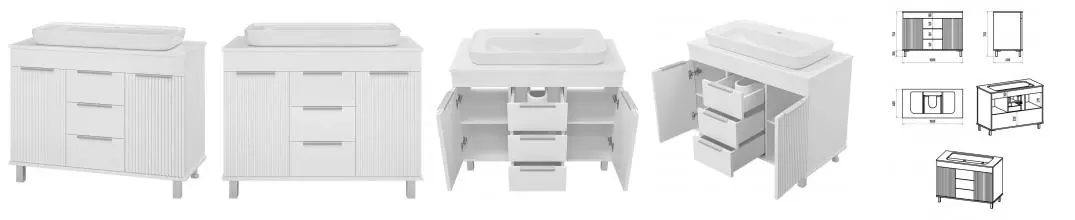 Тумба с раковиной «Brevita» Enfida 100 (Doppio 80) белая