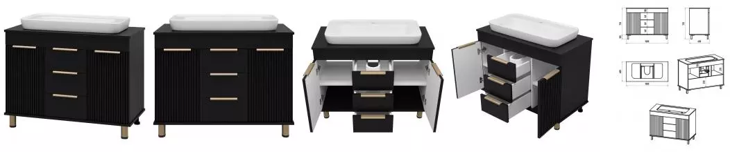 Тумба с раковиной «Brevita» Enfida 100 (Doppio 80) чёрная