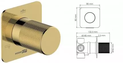 Дивертор «WasserKRAFT» Ems A304 на 3 выхода золото Дивертор «WasserKRAFT» Ems A304 на 3 выхода золото