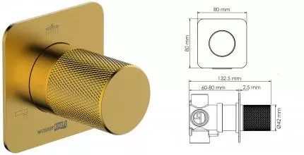 Дивертор «WasserKRAFT» Schunter A307 на 3 выхода матовое золото