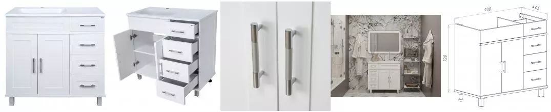 Тумба с раковиной «Misty» Купер 90 (Барселона 90 L) белая левая