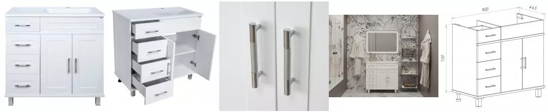 Тумба с раковиной «Misty» Купер 90 (Барселона 90 R) белая правая