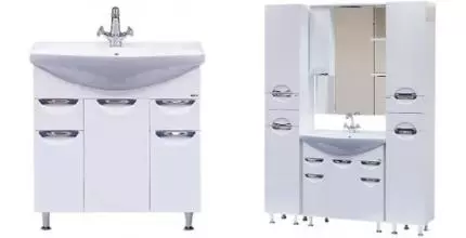 Тумба с раковиной «Misty» Орхидея 75 (Лагуна 75) с корзиной белая