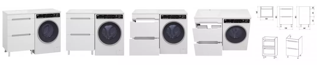 Тумба с раковиной под стиральную машину «Misty» Байкал 55 (Гавана 120 левая) белая