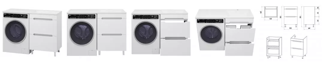 Тумба с раковиной под стиральную машину «Misty» Байкал 55 (Гавана 120 правая) белая