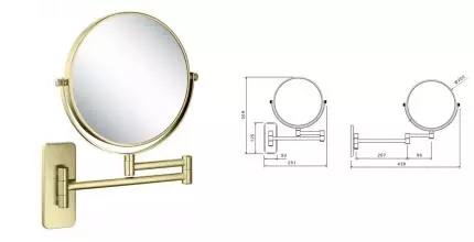 Косметическое зеркало «Schein» 9341BG на стену матовое золото