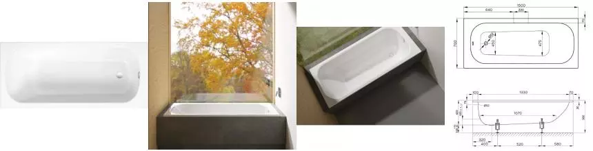 Ванна стальная «Bette» Bette Form 150/70 без опор без сифона белая