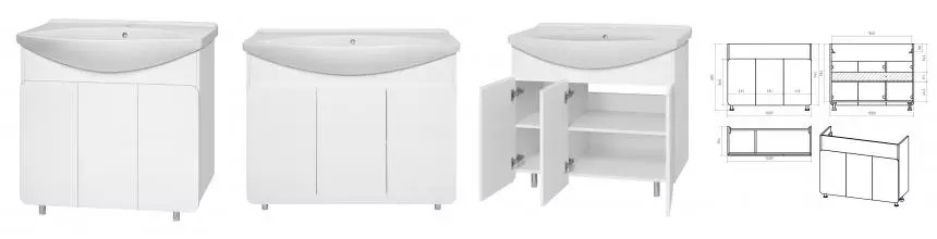 Тумба с раковиной «Misty» Чегет 105 (Лагуна 105) белая