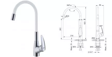 Смеситель для кухонной мойки «Lemark» Linara LM0415C хром/белый