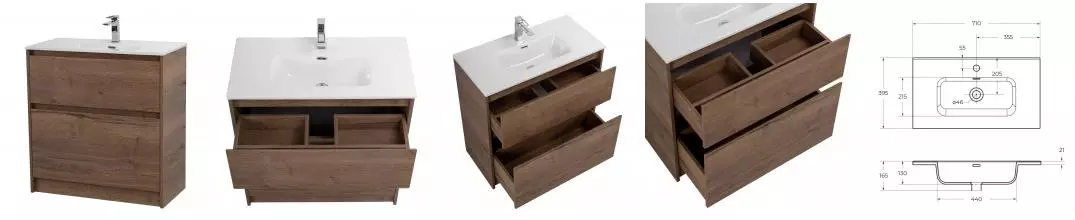 Тумба с раковиной «Belbagno» Kraft-39 70 (BB700/390ETL) Rovere Tabacco Тумба с раковиной «Belbagno» Kraft-39 70 (BB700/390ETL) Rovere Tabacco