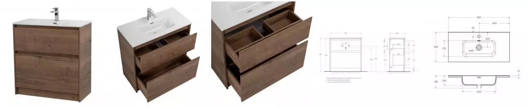 Тумба с раковиной «Belbagno» Kraft-39 80 (BB800/390ETL) Rovere Tabacco Тумба с раковиной «Belbagno» Kraft-39 80 (BB800/390ETL) Rovere Tabacco
