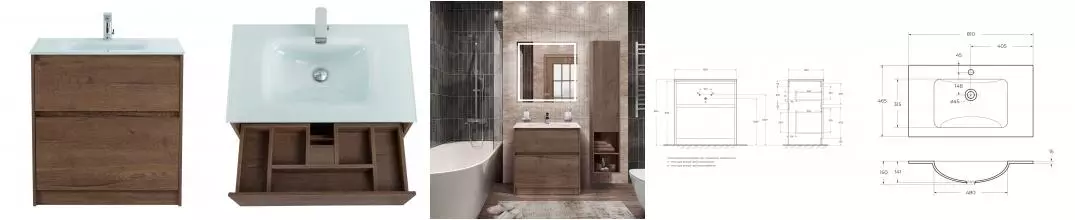 Тумба с раковиной «Belbagno» Kraft 80 (BB810/465-LV-VTR-BL) Rovere Tabacco Тумба с раковиной «Belbagno» Kraft 80 (BB810/465-LV-VTR-BL) Rovere Tabacco