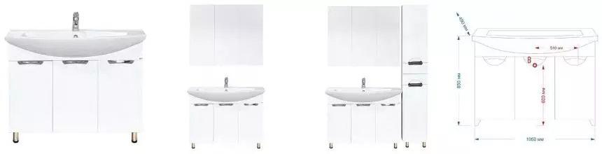 Тумба с раковиной «Misty» Лаванда 105 (Элеганс 105) белая Тумба с раковиной «Misty» Лаванда 105 (Элеганс 105) белая