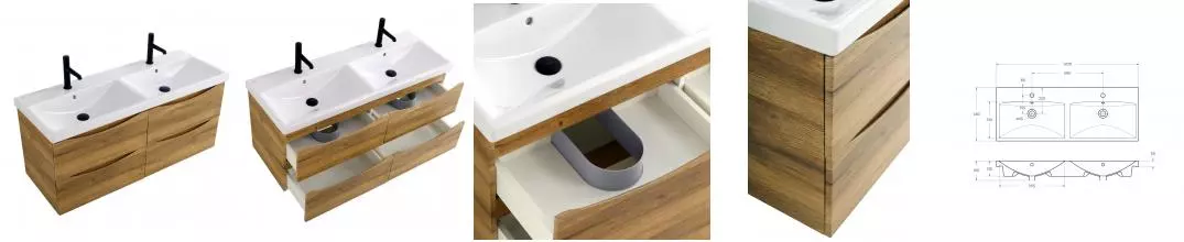 Тумба с раковиной «Belbagno» Marino 120 с двойной раковиной (120/45 двойная) подвесная Rovere Rustico Тумба с раковиной «Belbagno» Marino 120 с двойной раковиной (120/45 двойная) подвесная Rovere Rustico
