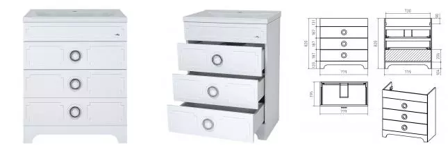 Тумба с раковиной «Misty» Лейла 80 (Evva 80D) белая