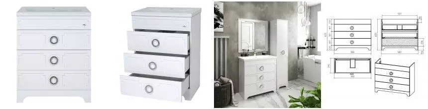 Тумба с раковиной «Misty» Лейла 100 (Evva 100D) белая Тумба с раковиной «Misty» Лейла 100 (Evva 100D) белая