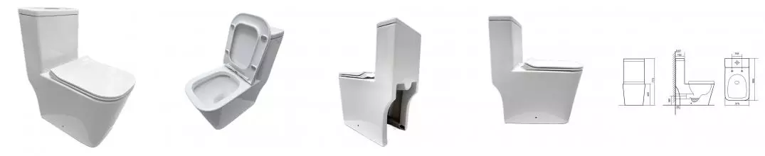 Унитаз моноблок безободковый «Triton» Mono MO-8706 белый с сиденьем дюропласт с микролифтом белое