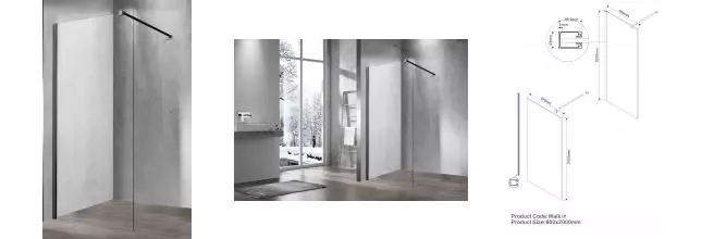 Душевая перегородка «Vincea» Walk-In VSW-1H600CLB 60/200 прозрачная/чёрная Душевая перегородка «Vincea» Walk-In VSW-1H600CLB 60/200 прозрачная/чёрная