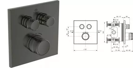 Смеситель для душа «Ideal Standard» Ceratherm Navigo A7302A5 с термостатом magnetic grey