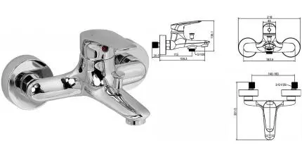 Смеситель для ванны «Jacob Delafon» Elite E32909-CP хром
