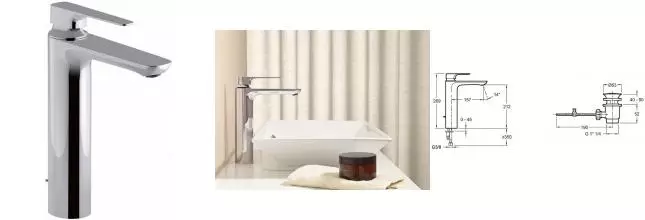 Смеситель для раковины «Jacob Delafon» Aleo+ E72337-CP с донным клапаном хром