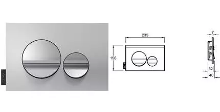 Кнопка смыва «Jacob Delafon» E20859-CP-MTC пластик хром глянцевый/хром матовый