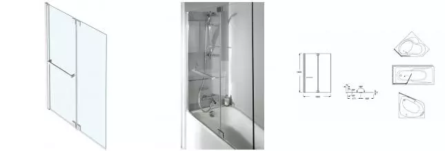 Шторка на ванну стеклянная «Jacob Delafon» Adequation 100/140 прозрачная/хром универсальная