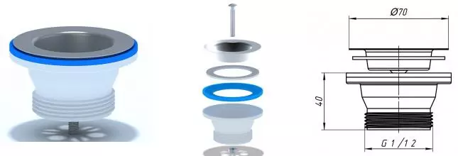 Выпуск для мойки «АНИпласт» M100 выпуск1 1/2 нержавеющая сталь