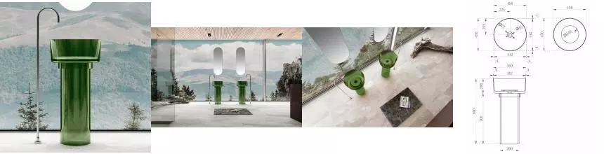 Раковина «Abber» Kristall 45/45 AT2702Emerald полиэфирная смола зеленая с донным клапаном