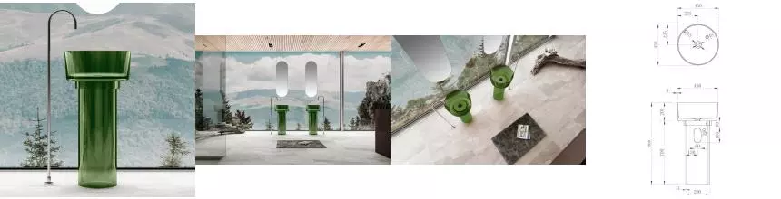 Раковина «Abber» Kristall 45/45 AT2702Emerald-H полиэфирная смола зеленая с донным клапаном