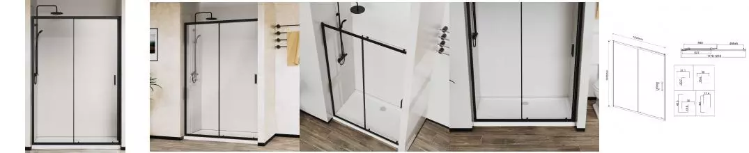 Душевая дверь «Vincea» City VDS-5CT120CLB 120/195 прозрачная/чёрная Душевая дверь «Vincea» City VDS-5CT120CLB 120/195 прозрачная/чёрная