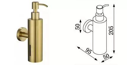 Дозатор для мыла «Rainbowl» Long 2288-1G на стену матовое золото