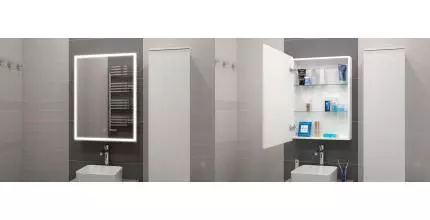 Зеркальный шкаф «Misty» Алюр 600*800 с подсветкой белый левый Зеркальный шкаф «Misty» Алюр 600*800 с подсветкой белый левый