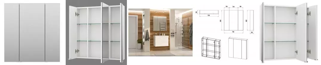 Зеркальный шкаф «Misty» Аура 75 без света белый