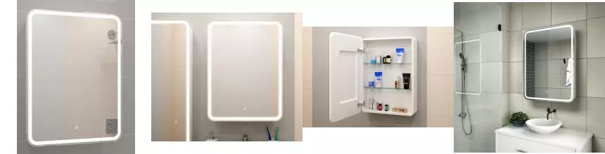Зеркальный шкаф «Misty» Элиот 600*800 с подсветкой белый левый