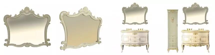 Зеркало «Misty» Bianco 120 без света бежевое сусальное золото